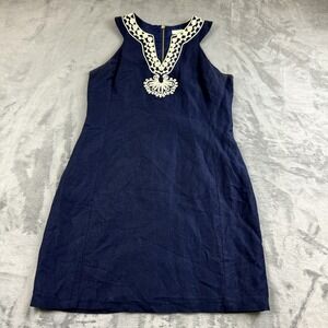 Jade Melody Womens Dress Size Small Navy Embroidery Beach Nautical Vaca Resort